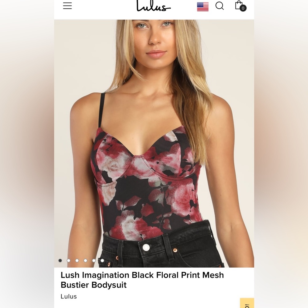 Lulus Black Floral Bustier Bodysuit- NWT